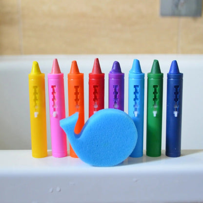 Set de 8 Crayones de Baño con Esponja / Borrador
