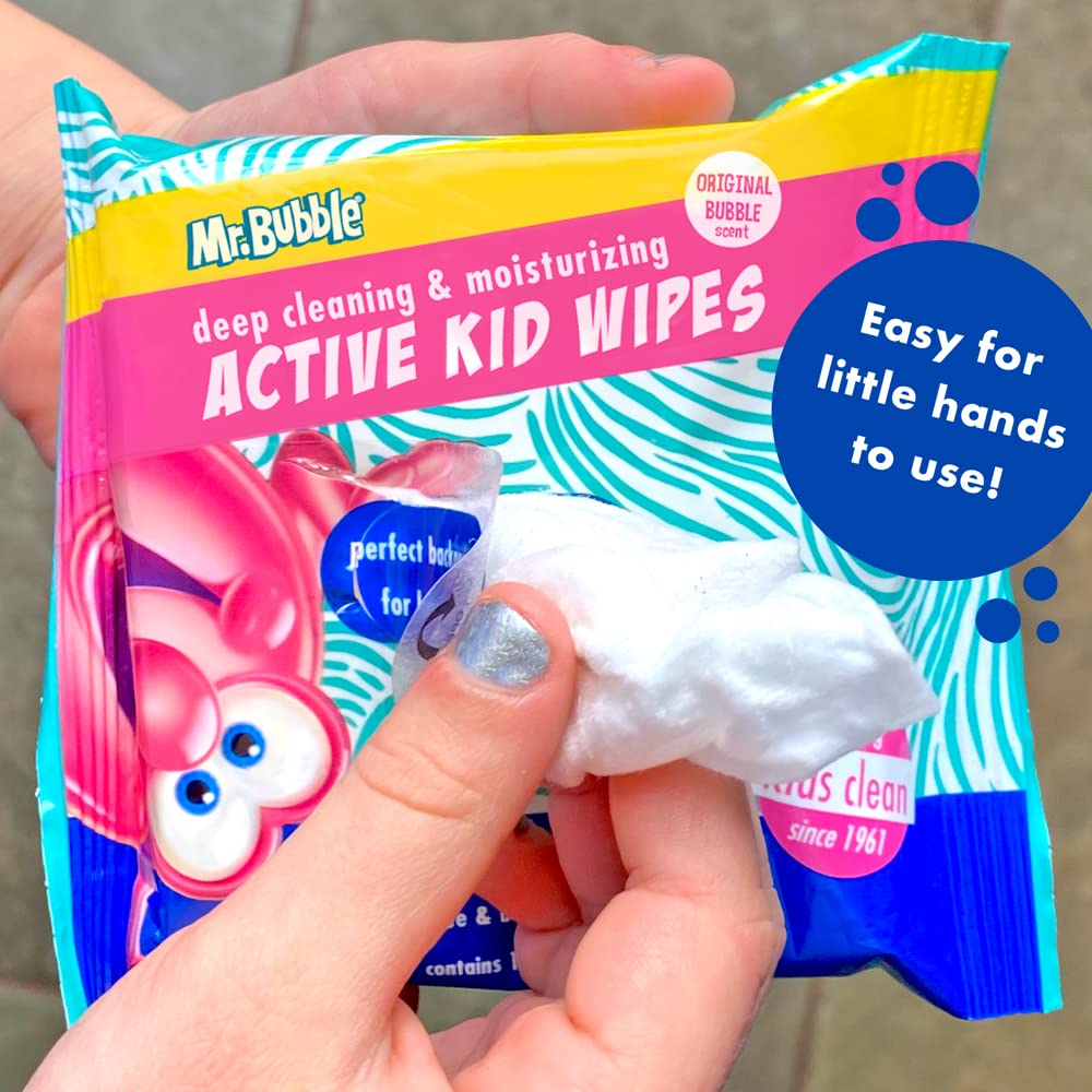 Mr. Bubble Toallitas hidratantes para la cara y las manos para niños - Active Kid Wipes