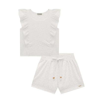 Conjunto de Blusa sin Mangas y Short Blanco