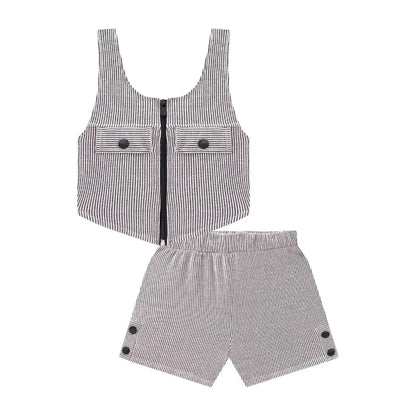 Conjunto Fresco de Blusa y Shorts Gris