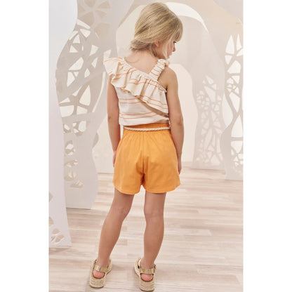 Conjunto de Blusa de un Hombro y Falda Naranja