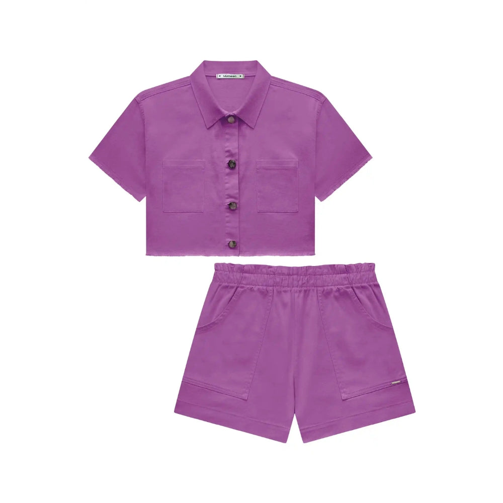 Conjunto de Top de Botones y Short Morado