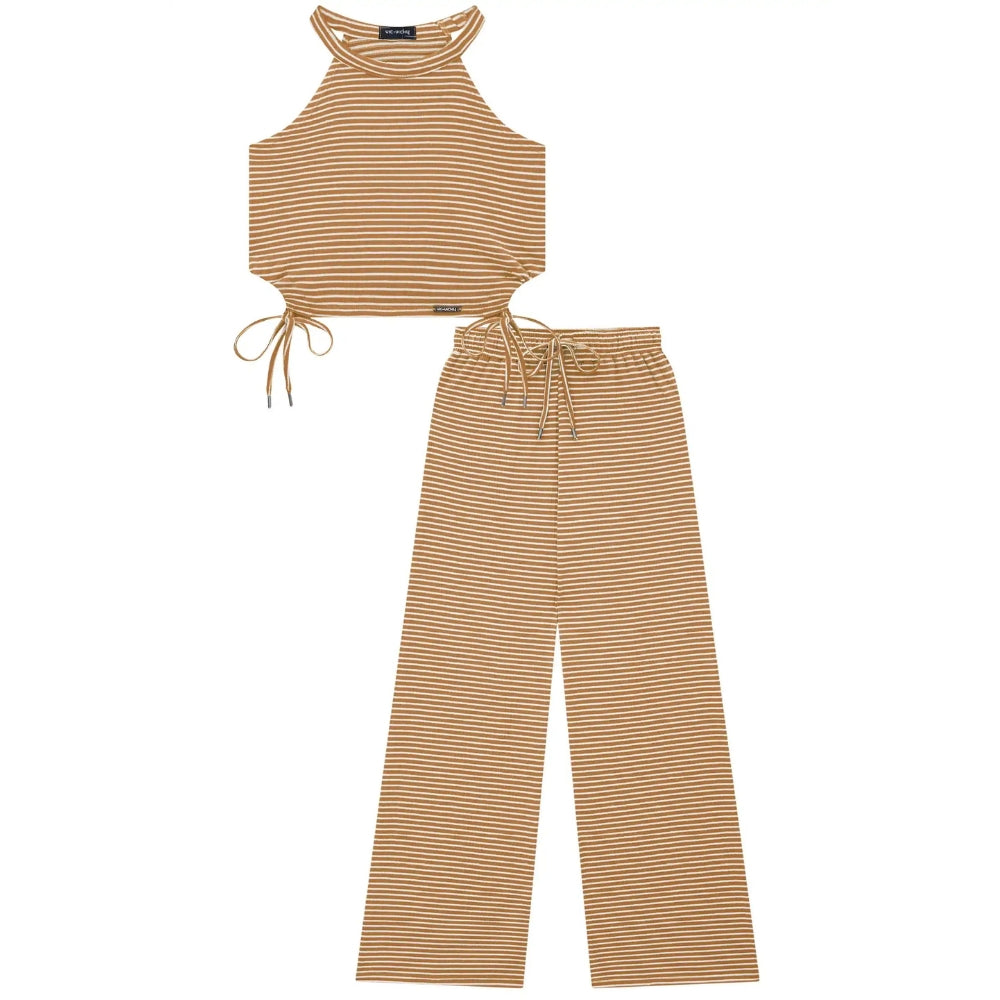 Conjunto de Pantalon Largo y Top Khaki