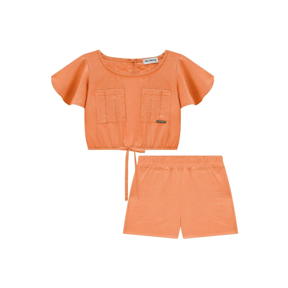 Conjunto de 2 Piezas de Short Naranja