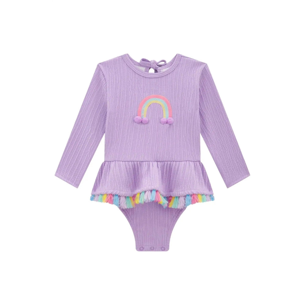 Vestido de Baño Manga Larga de Arcoiris Lila