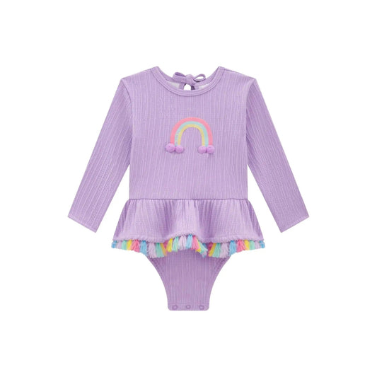 Vestido de Baño Manga Larga de Arcoiris Lila