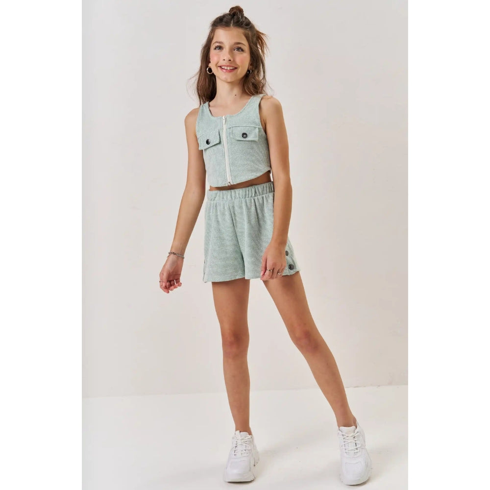 Conjunto Fresco de Blusa y Shorts Gris