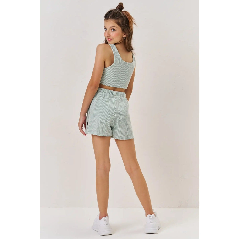 Conjunto Fresco de Blusa y Shorts Gris