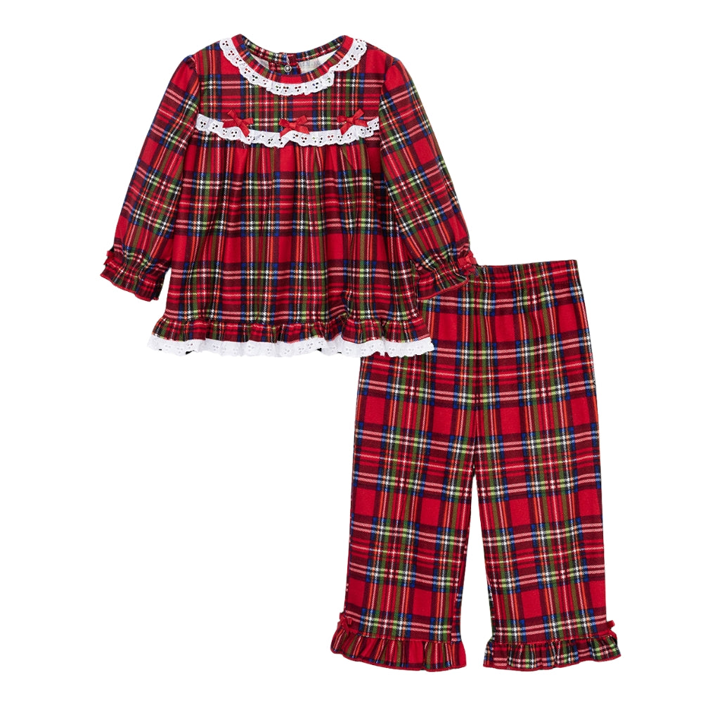 Pijama de Navidad de Cuadritos Pantalon y Camisa Niña