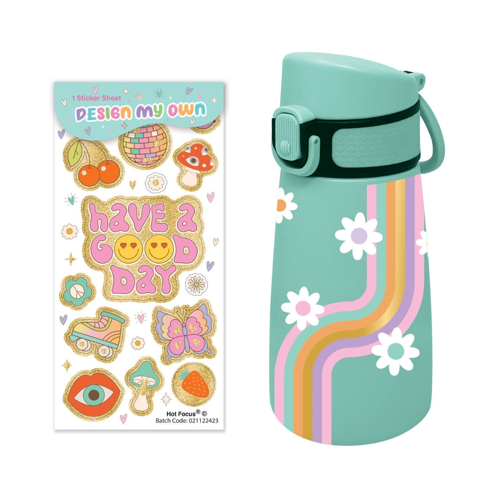 Termo de Acero Inoxidable 12 Oz 350 ML con Stickers - Flores Good Day