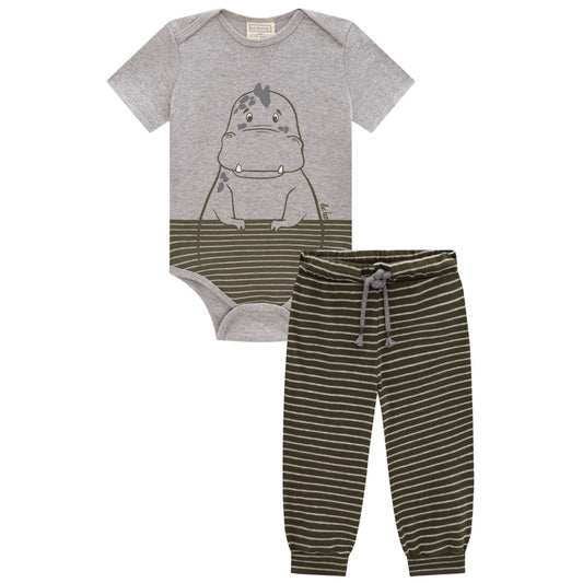 Pijama de Bebé - Dino Verde Militar