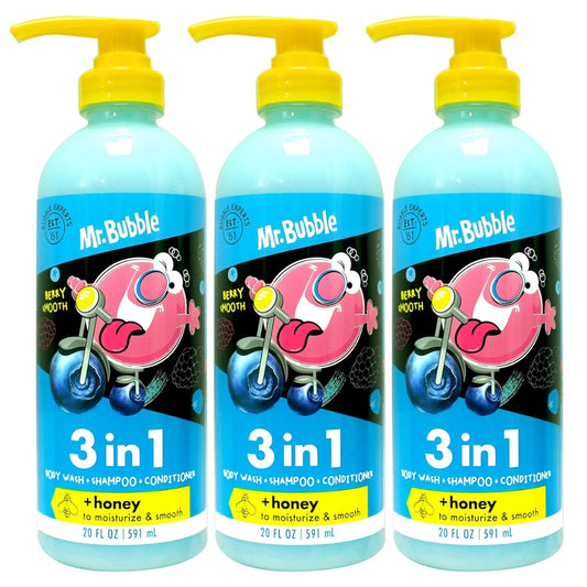 Mr. Bubble Berry Smooth - Gel de baño, champú y acondicionador 3 en 1