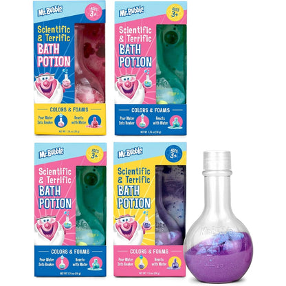 Mr. Bubble The Original Kids Bath Bomb Potions - Colorida diversión gaseosa - Vaso de espuma fría y ciencia de burbujas para el baño