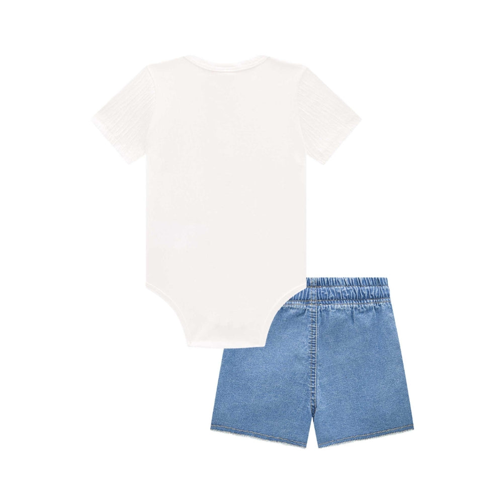 Conjunto de Bebé - Camisita Blanca Lino y Short de Jeans