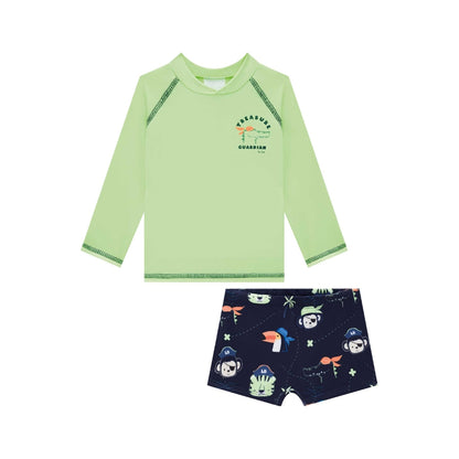 Vestido de Baño de Niño - Shortcito Pirata con Rashguard Verde