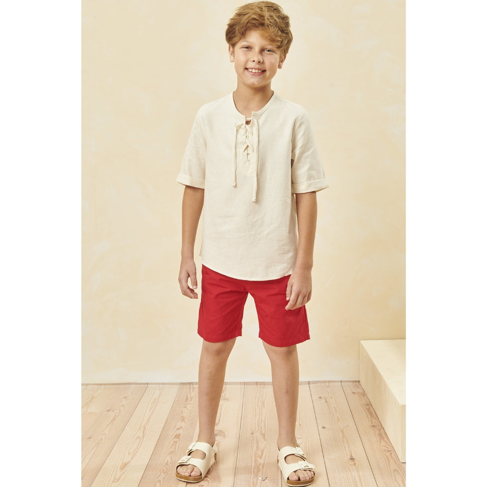 Conjunto de Varón - Polo Blanca y Short Rojo