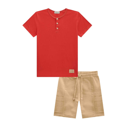 Conjunto de Varon - Polo Roja y Short Khaki