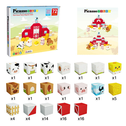 Set de Cubos Magneticos 72 Piezas Tema de La Granja