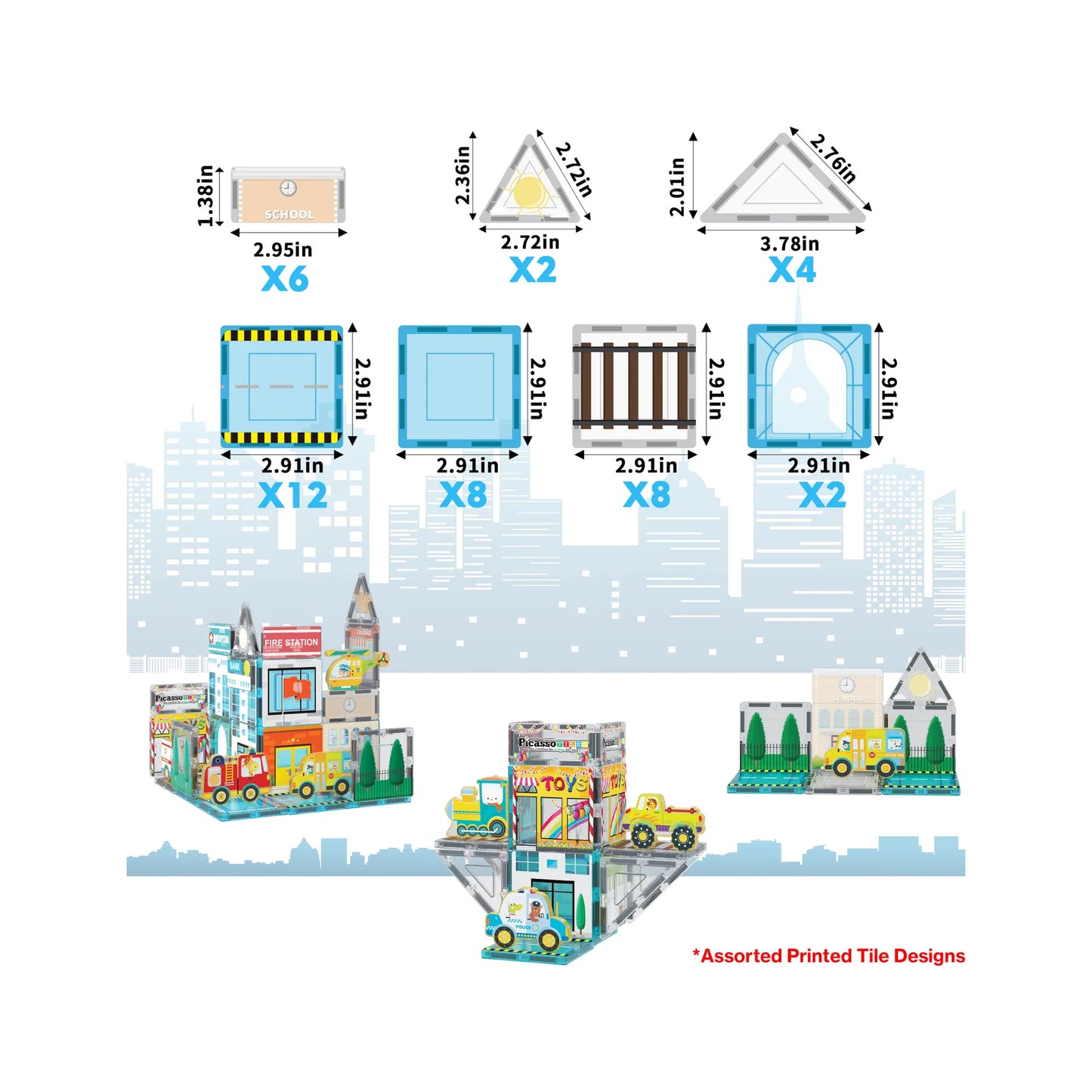 Set de 50 Piezas Bloques Magneticos - Tema Ciudad Metropolitana