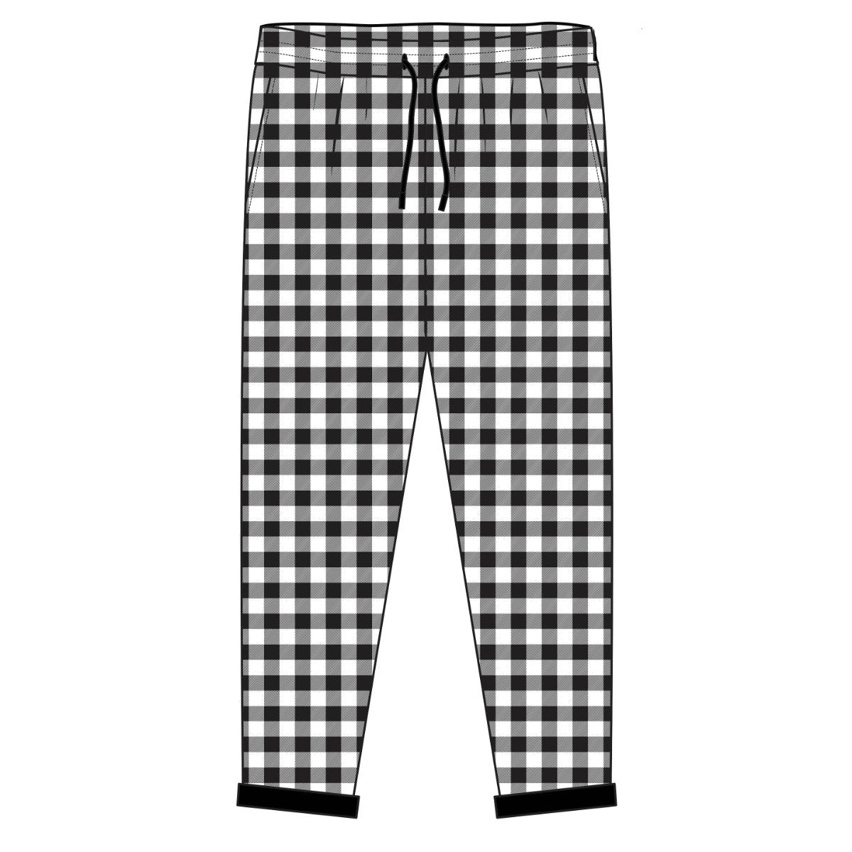 Pantalones de Pijama de Cuadritos Blanco y Negro Adulto