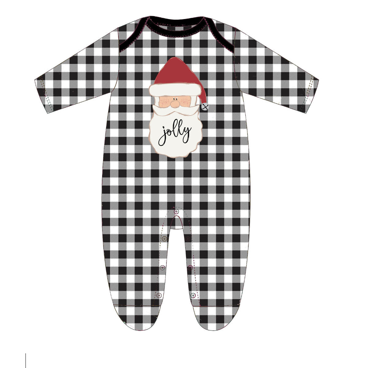 Pijama de Bebé de Santa con Cuadritos Blanco y Negro