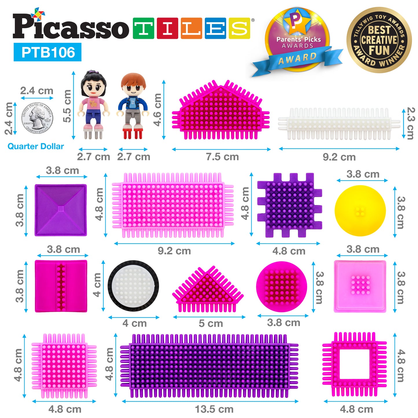 Bristle Blocks - Set de 106 Piezas Rosado